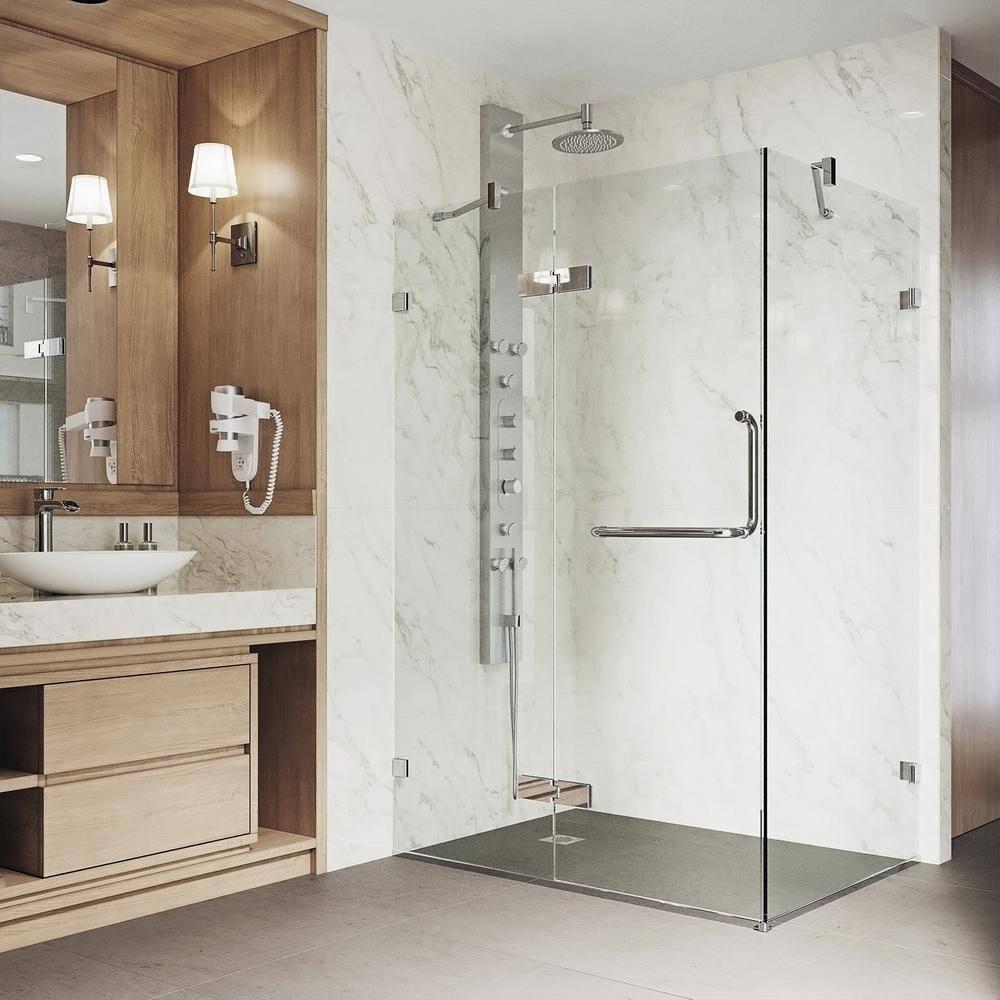 VIGO Monteray 46" W x 30" D x 73" H Hinged Frameless Shower Enclosure with 3/8  Clear Glass VG6011CHCL48