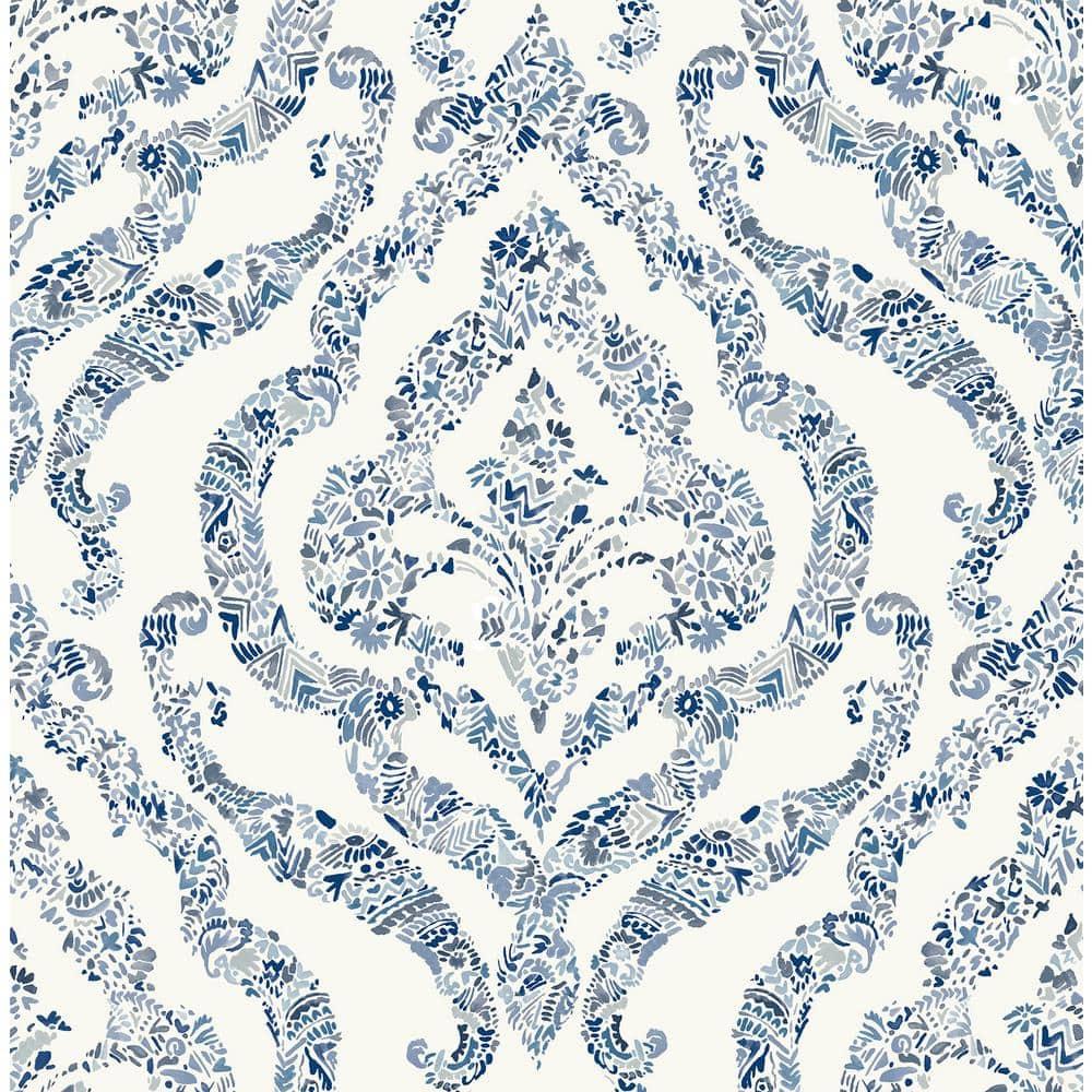 NuWallpaper Guildford Peel and Stick Wallpaper Blue: Removable Vinyl, Self-Adhesive, Smooth Finish, 28.2 Sq Ft Coverage