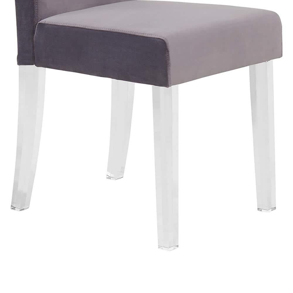 20 x 36 x 17 in. Dalia Modern & Contemporary Dining Chair, Gray Velvet with Acrylic Legs - Set of 2