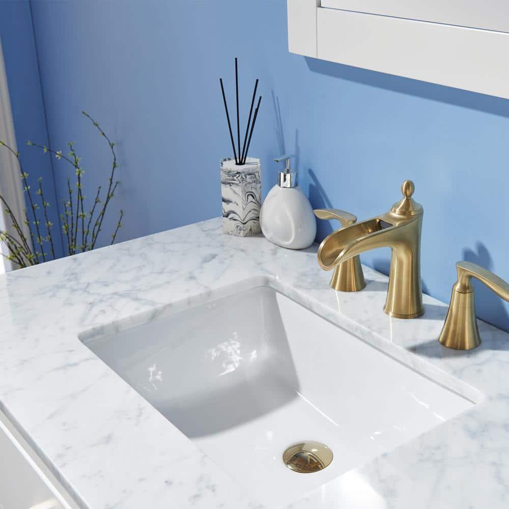 Ivy 36" Marble Countertop Single Vanity w/o Mirror White