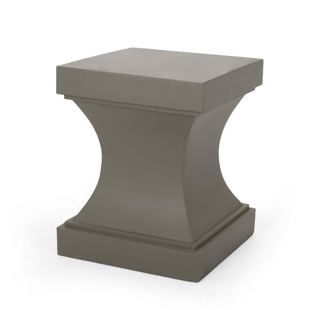 GDF Studio Atrass Outdoor Modern Lightweight Concrete Side Table, Light Gray