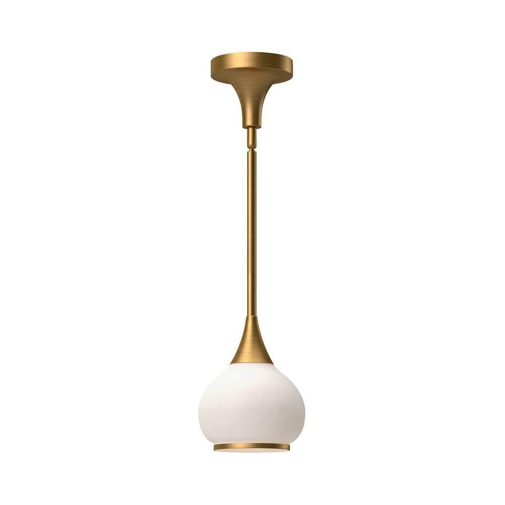 Mini Matte Black and Gold Glass Bowl Pendant Light