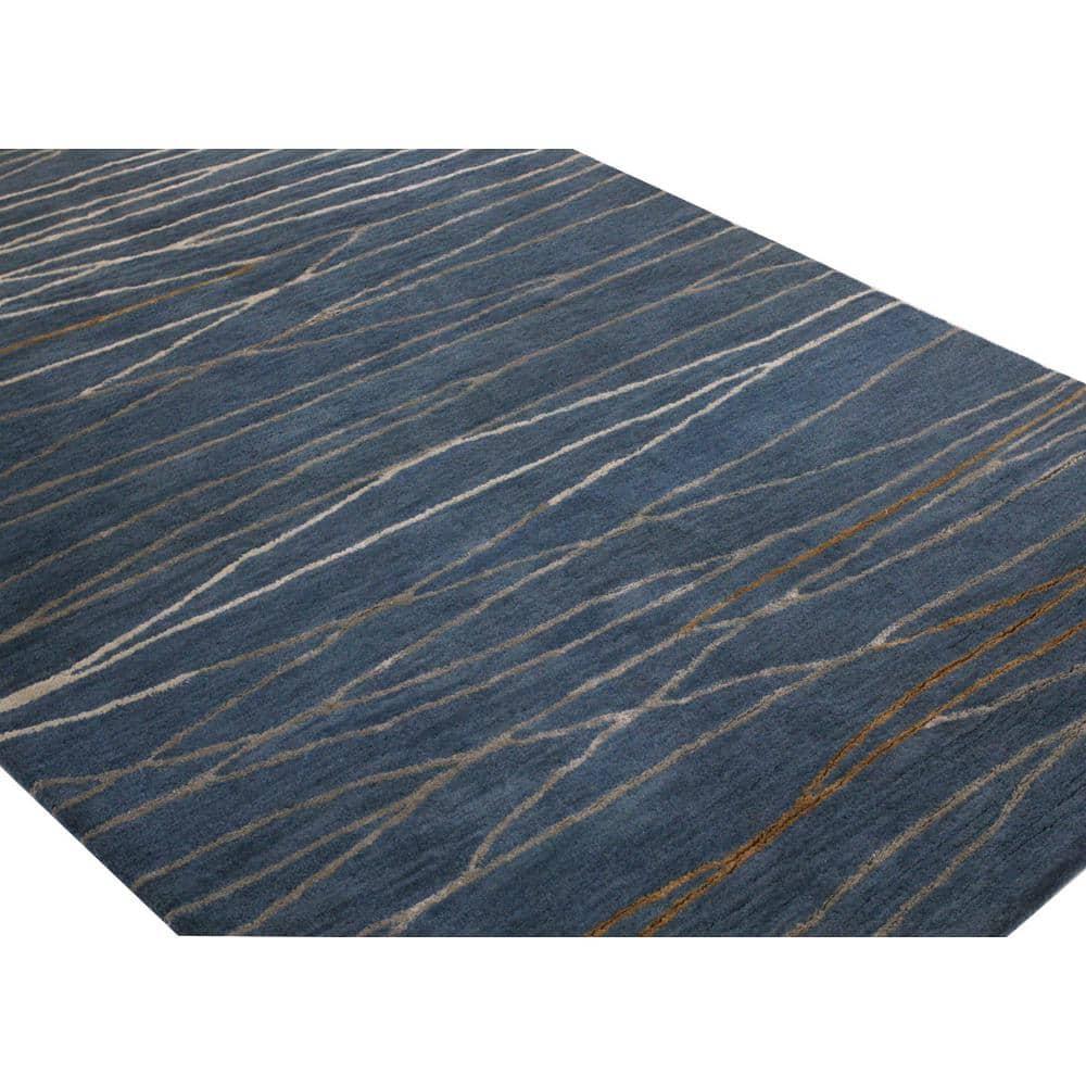 Azure Elegance Hand-Tufted Wool-Viscose Blend 9' x 12' Area Rug
