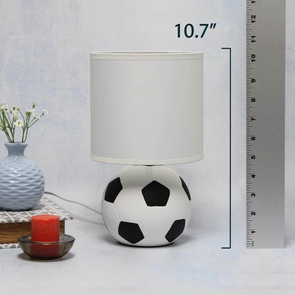 Simple Designs 10.7" Sports Lite Mini Soccer Table Lamp Mancave White and Black