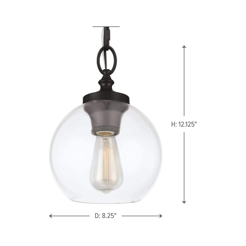 Tabby Mini Globe Pendant in Oil Rubbed Bronze with Clear Shade
