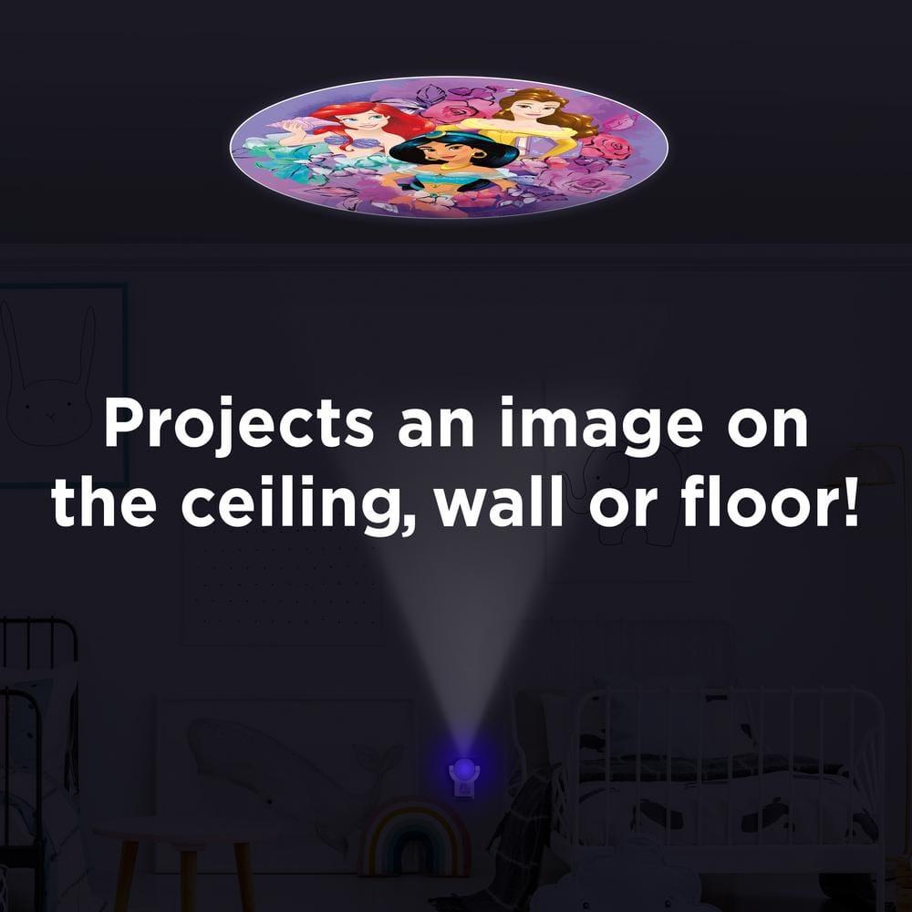 Projectables Disney Princess LED Night Light Plug-in, Dusk-to-Dawn, Ariel, Belle, and Jasmine on Ceiling, Floor, or Wall, Ideal for Girls Room, Nursery, Playroom, Bathroom, Bedroom, 13230, 1-Image