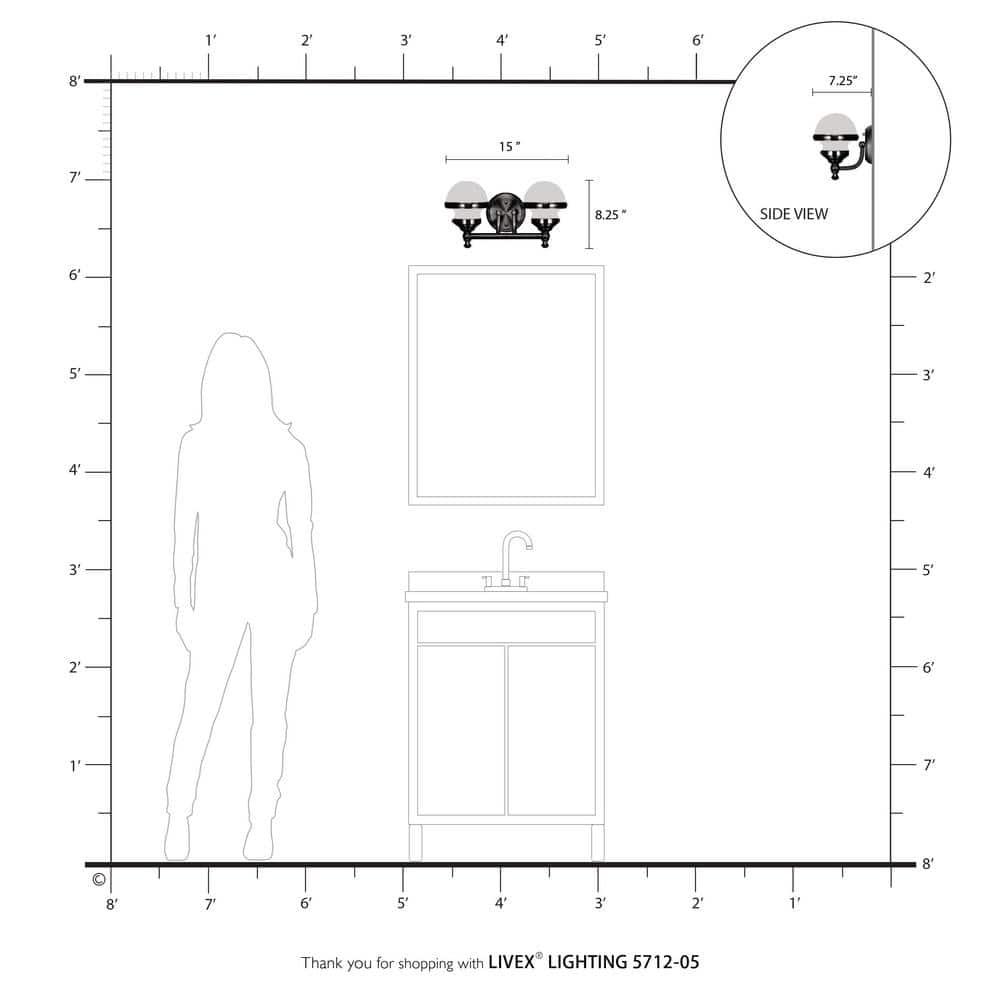 Livex Lighting Oldwick 2 - Light Vanity in  Polished Chrome