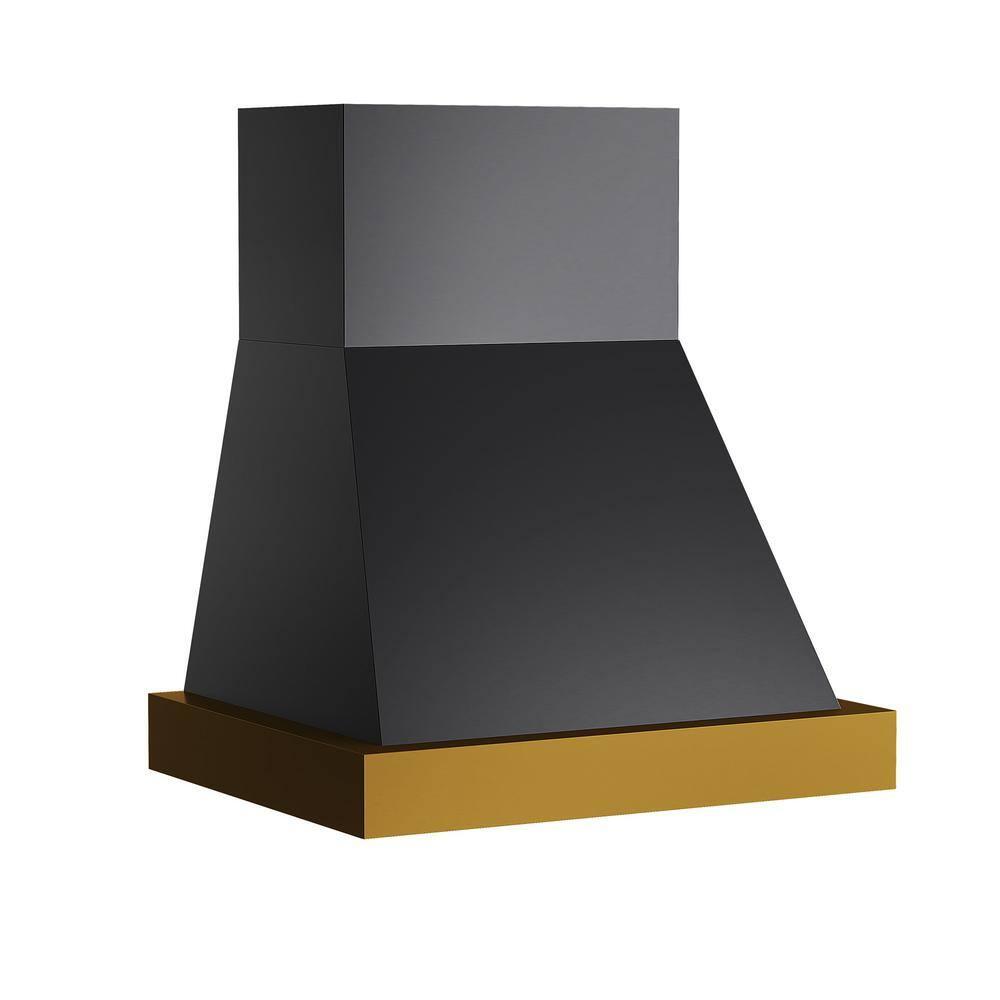 Kucht 36 in. 800 CFM Wall Mounted Range Hood with Gold Accents