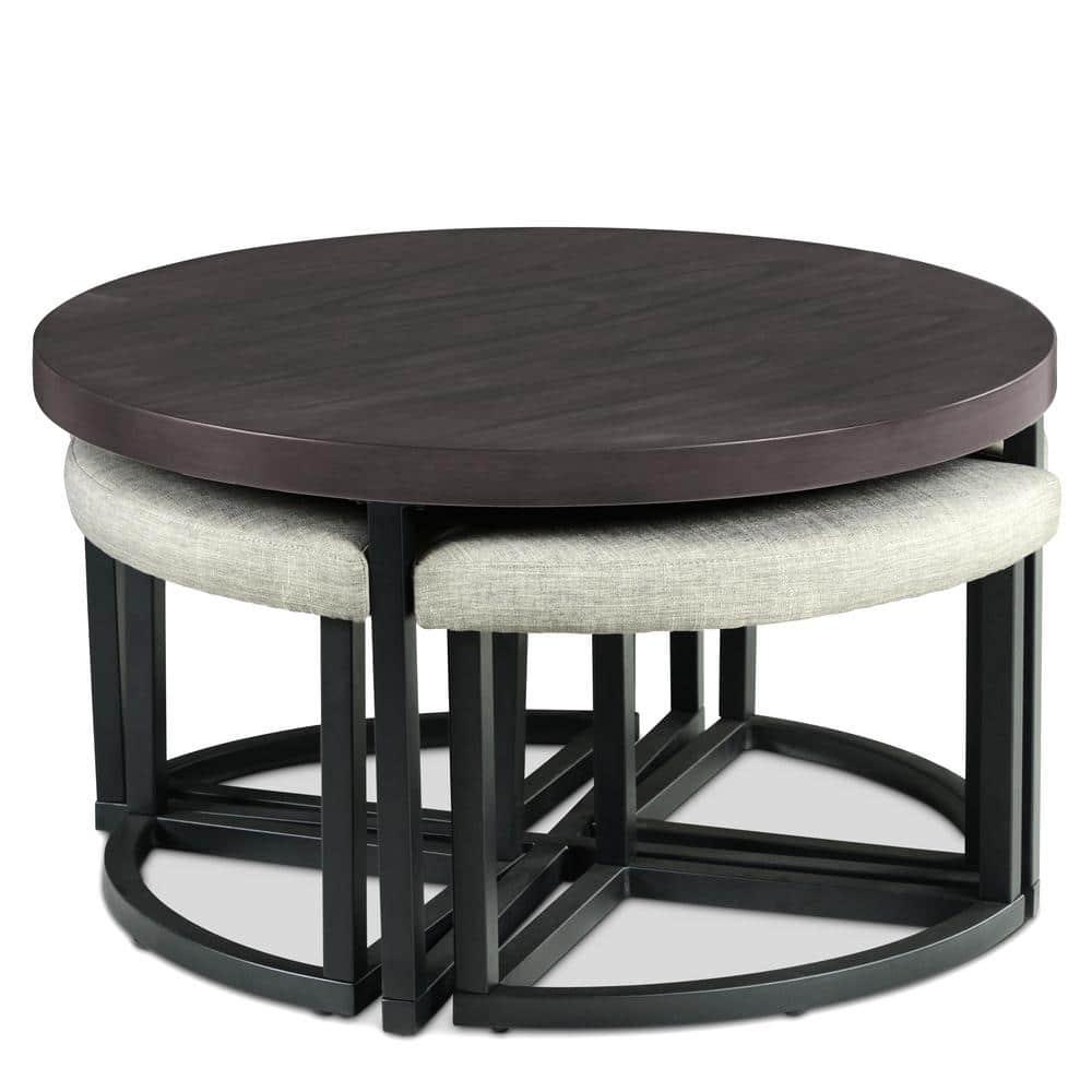 17 Stories Stannos 36" Round Coffee Table with 4 Stools