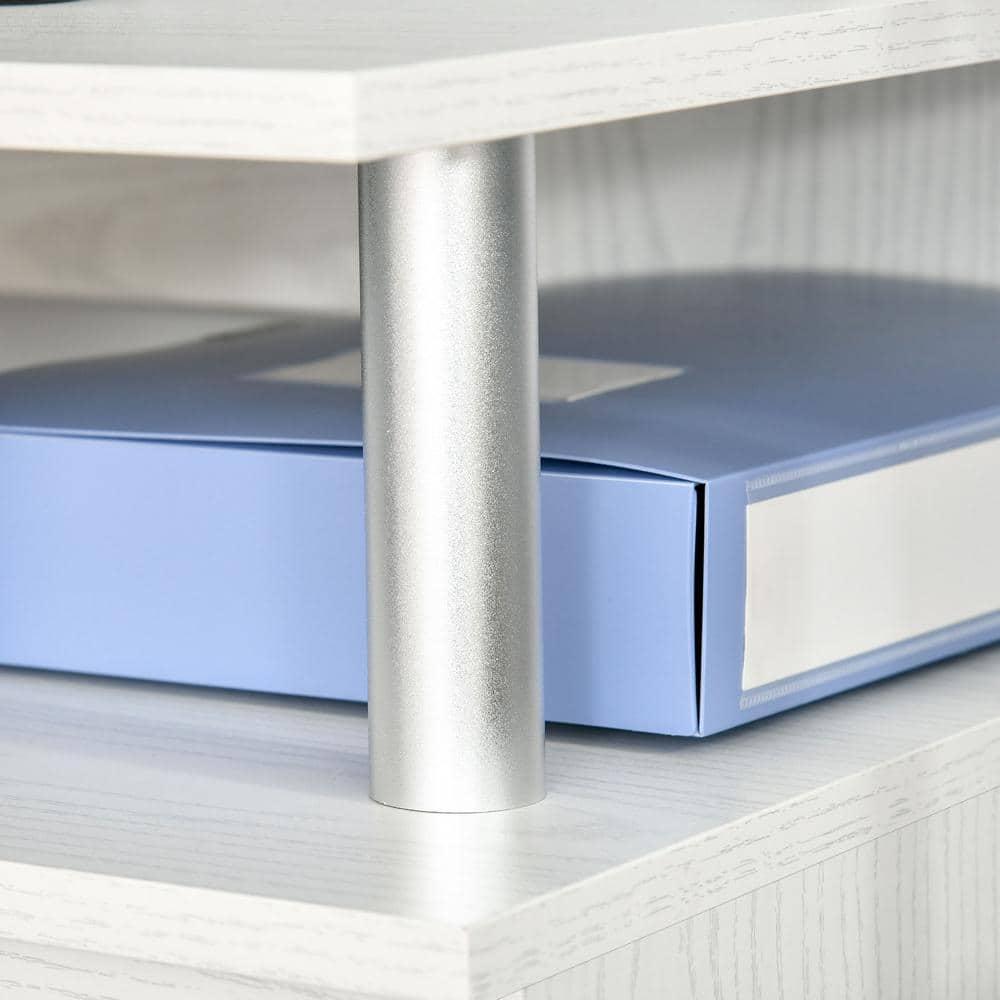 HOMCOM 47" Computer Desk with Keyboard Tray and Storage Drawers, Home Office Workstation Table with Storage Shelves, White