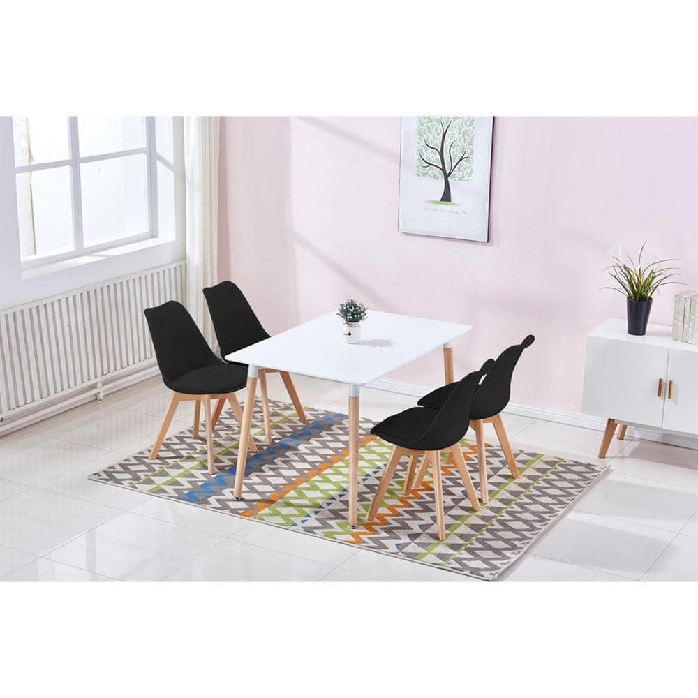 Best Master Mirage Modern Solid Wood Dining Side Chair in Black (Set of 2)
