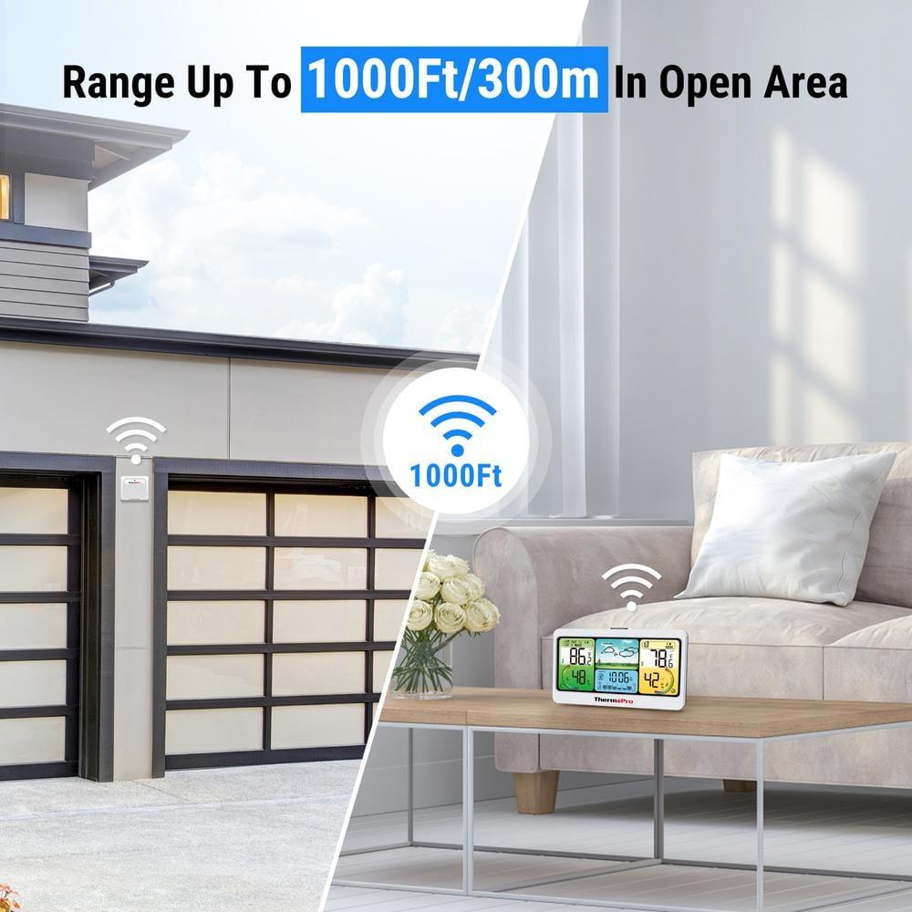ThermoPro TP280BW 1000FT Home Weather Stations Wireless Indoor Outdoor Thermometer, Indoor Outdoor Weather Station