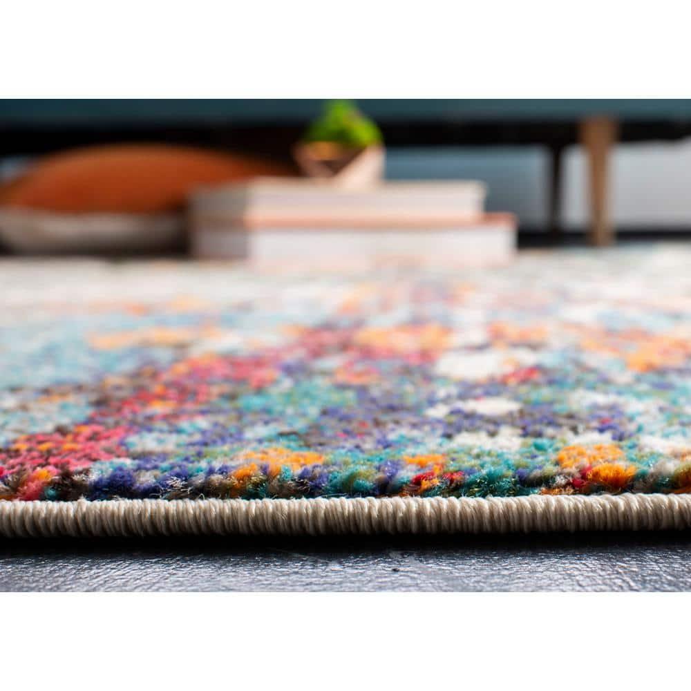 SAFAVIEH Madison Flowers Vintage Abstract Area Rug, Grey/Blue, 9' x 12'