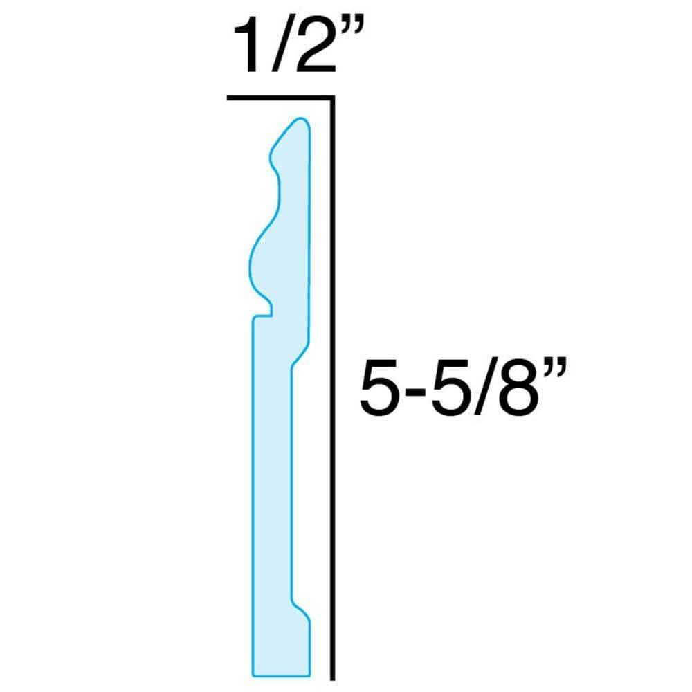 WM 163E 5-5/8 in x 1/2 in x 6 in Long Plain Recycled Polystyrene Base Moulding Sample