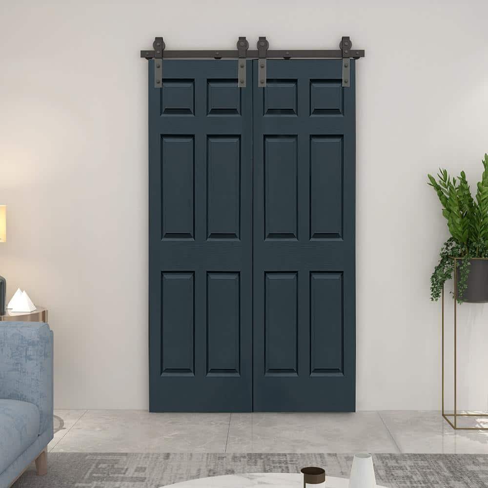Calhome Paneled MDF Composite Double Bifold Barn Doors with Installation Hardware Kit