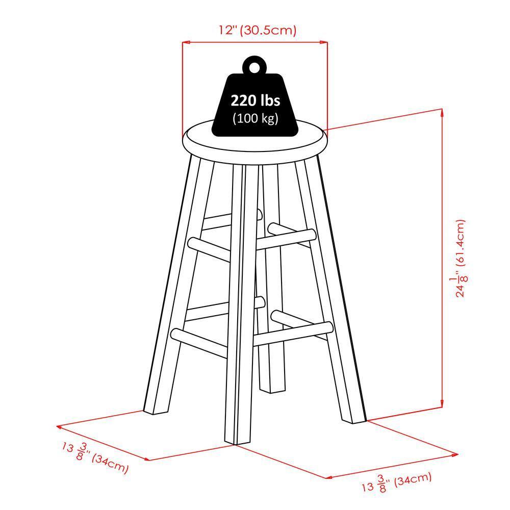 24" Ivy Counter Height Barstool Teal Blue/Brown - Winsome: Round Wooden, No Assembly Required