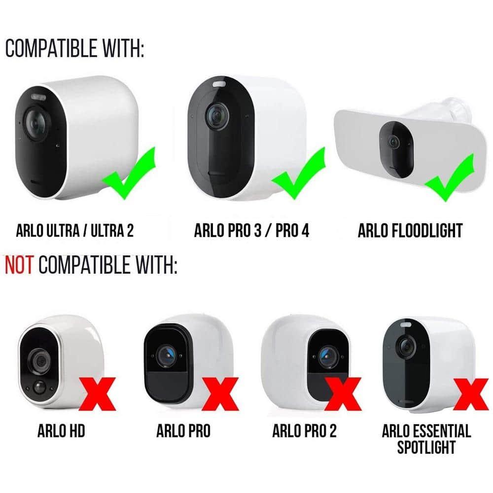 Wasserstein Solar Panel Compatible with Arlo Ultra/Ultra 2, Arlo Pro 3/Pro 4 and Arlo Floodlight ONLY with 13.1ft Cable (2 Pack, White) - Camera Not Included