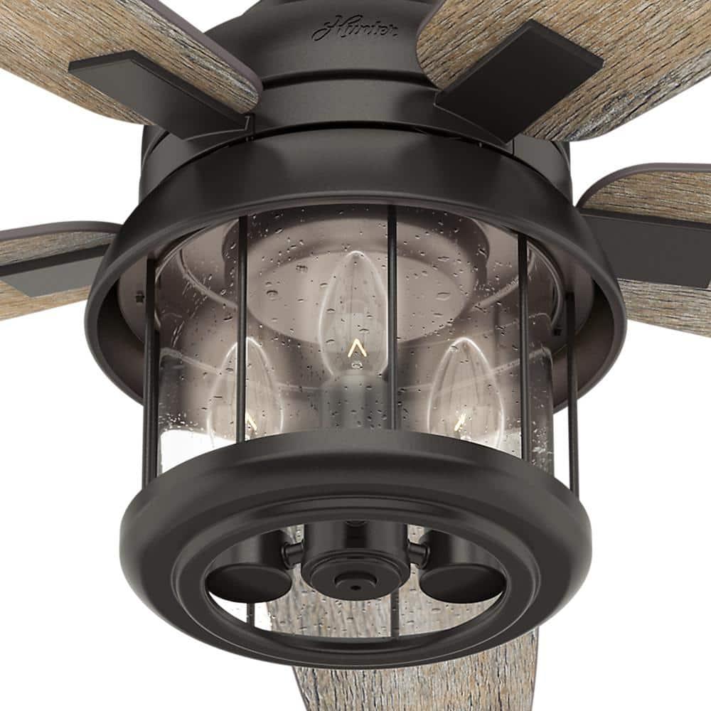 Hunter Fan 52" Coral Bay 5 - Blade Outdoor Standard Ceiling Fan with Remote Control and Light Kit Included