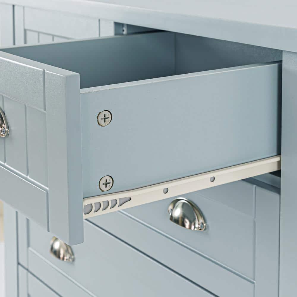 GDFStudio Bowen Grayish Blue Birch Wood Drawer Dresser with Shell Handle, 4 Tier