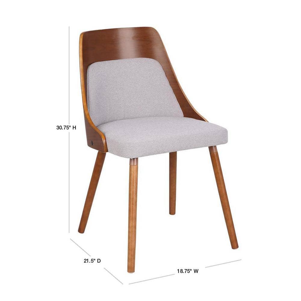 Carson Carrington  Vallemala Walnut and Fabric Dining Chair - N/A Accent Chairs, Dining Chairs Grey Polyester, Foam