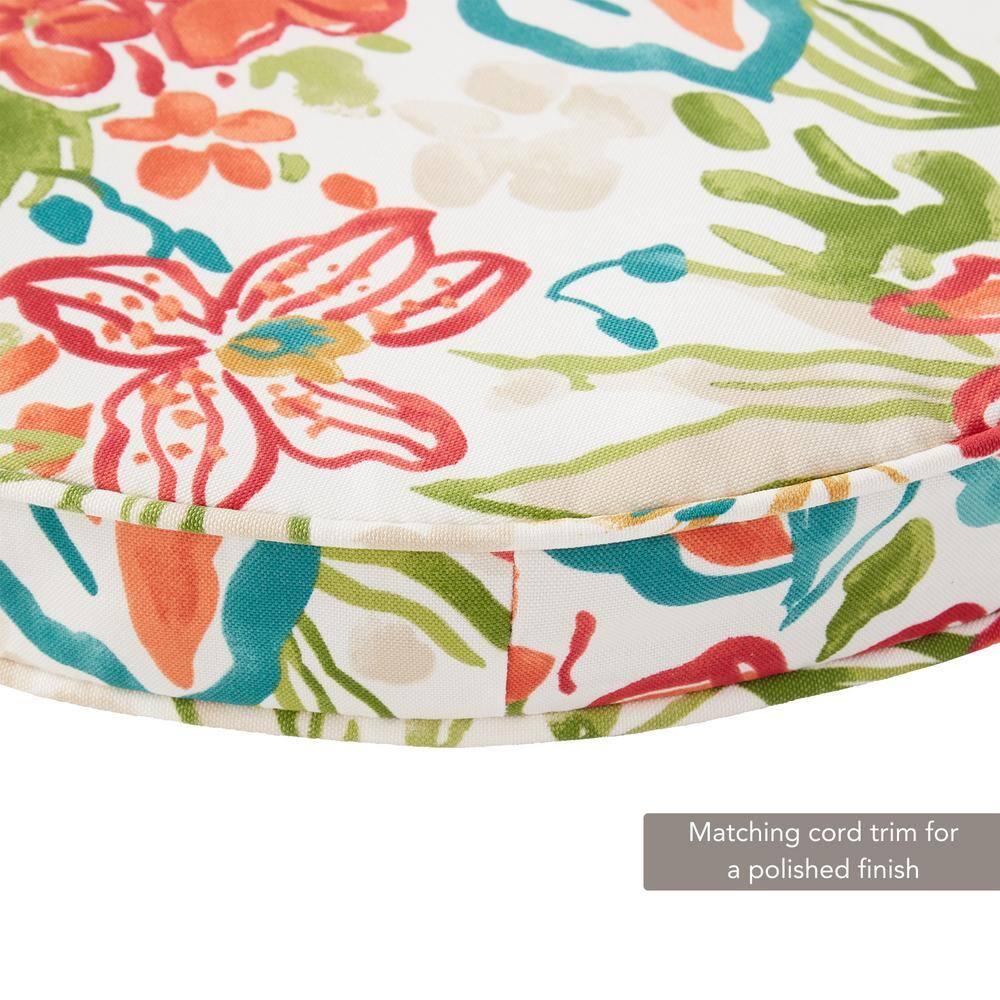 Greendale Home Fashions 18" x 18" Breeze Floral Round Outdoor Chair Pad (Set of 2)