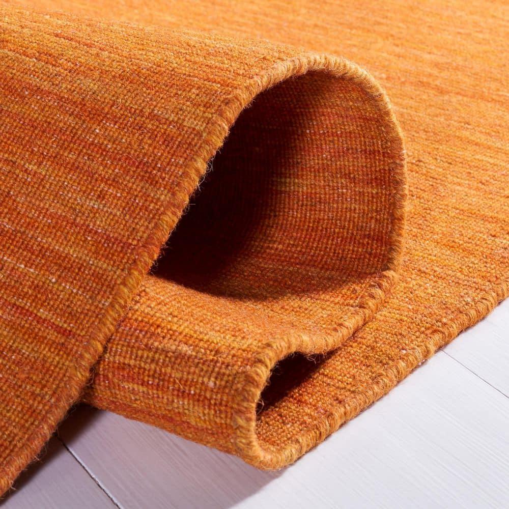 Bohemian Chic Hand-Woven Wool and Cotton Rug 8' x 10' - Orange