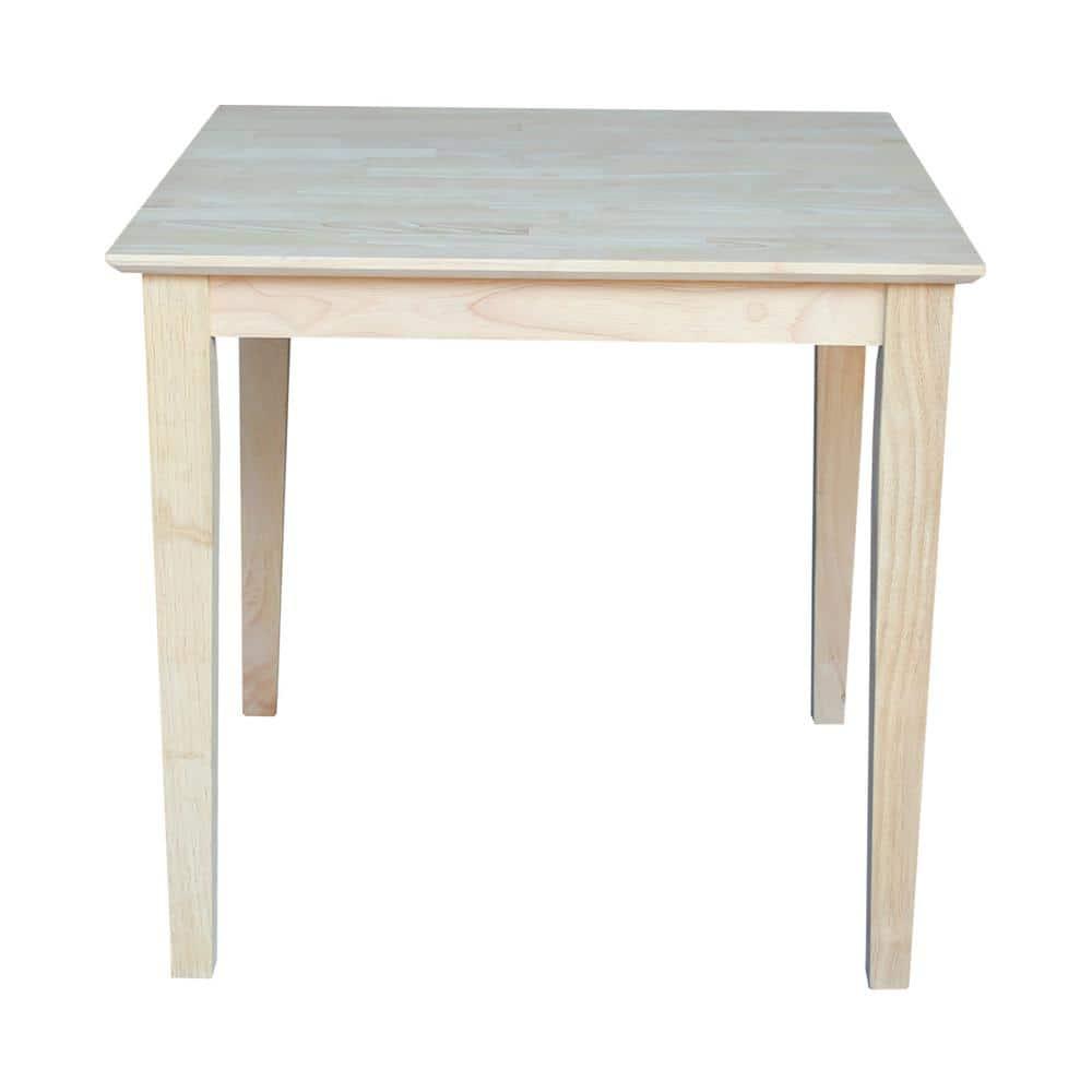 International Concepts 30" Square Solid Wood Dining Table with Shaker Legs Unfinished: Parawood, Kitchen Table