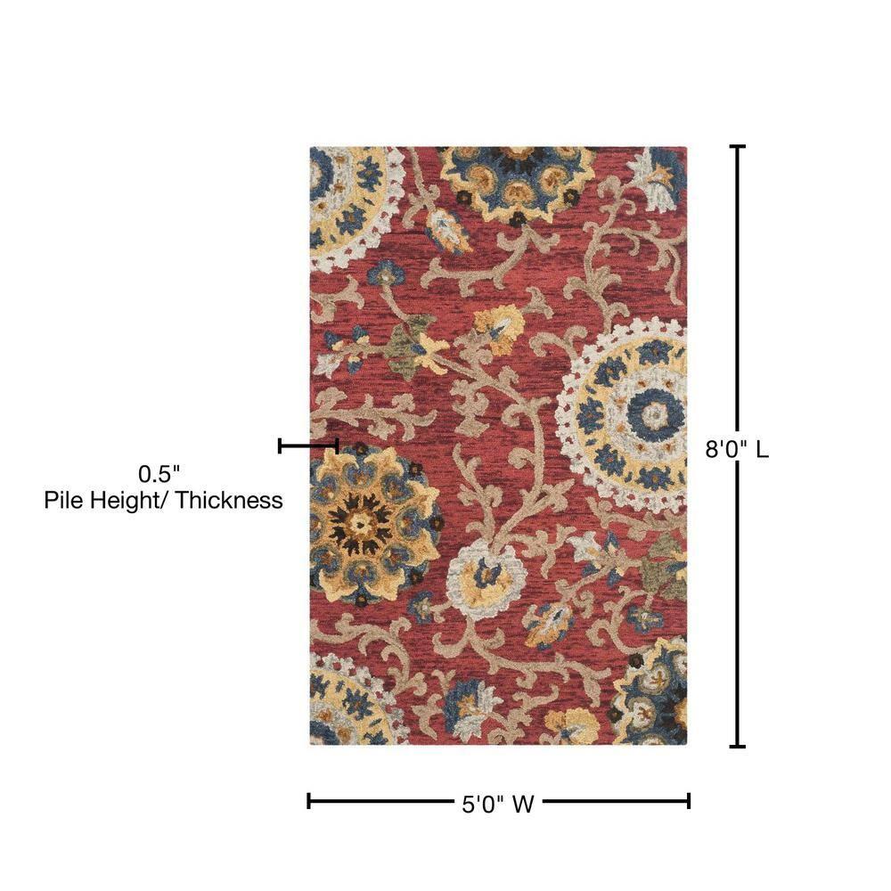 Blossom BLM401 Hand Tufted Area Rug - Red/Multi - 5'x8' - Safavieh.