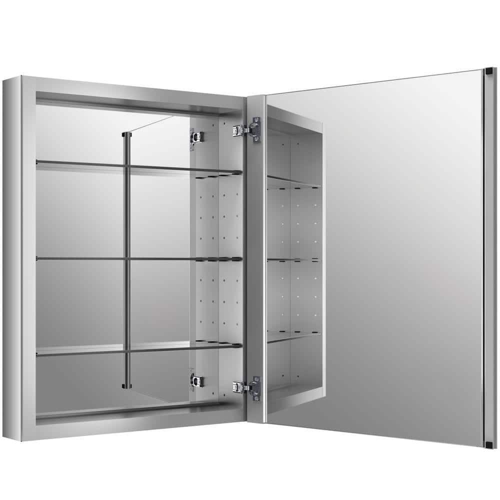 Verdera® Recessed or Surface Mount Frameless Medicine Cabinet with 3 Adjustable Shelves