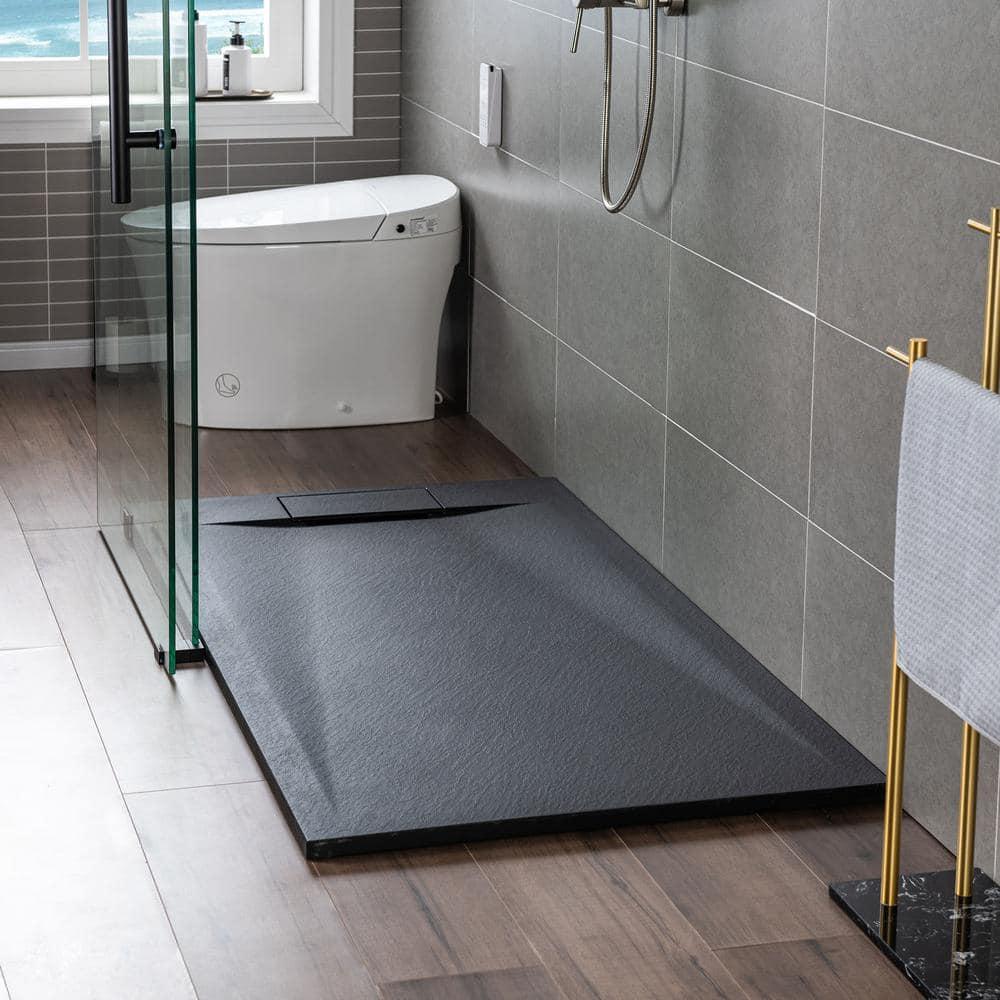 47.25" W x 35.4" D Solid Surface Rectangular Shower Base, Non-Slip, Low-Profile, Curbless, Wheelchair Accessible
