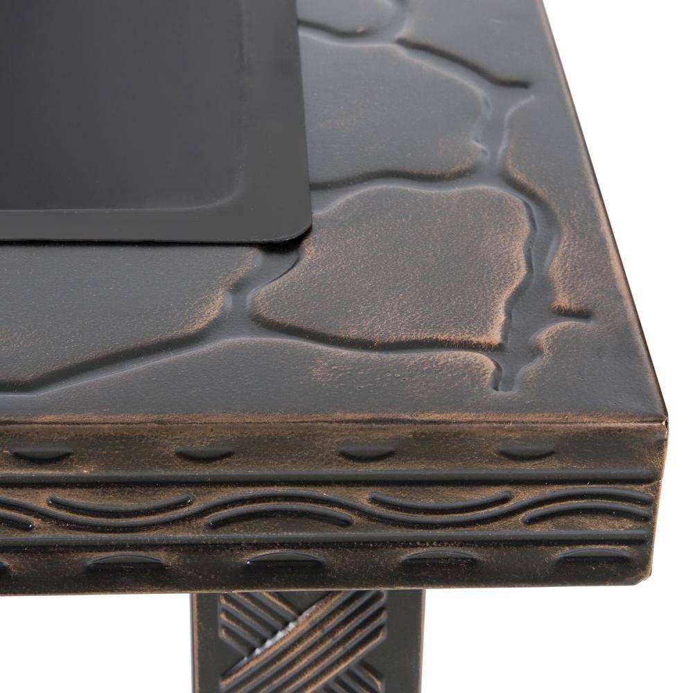 Pure Garden 26-Inch Outdoor Fire Pit with Screen, Cover, and Poker (Bronze)