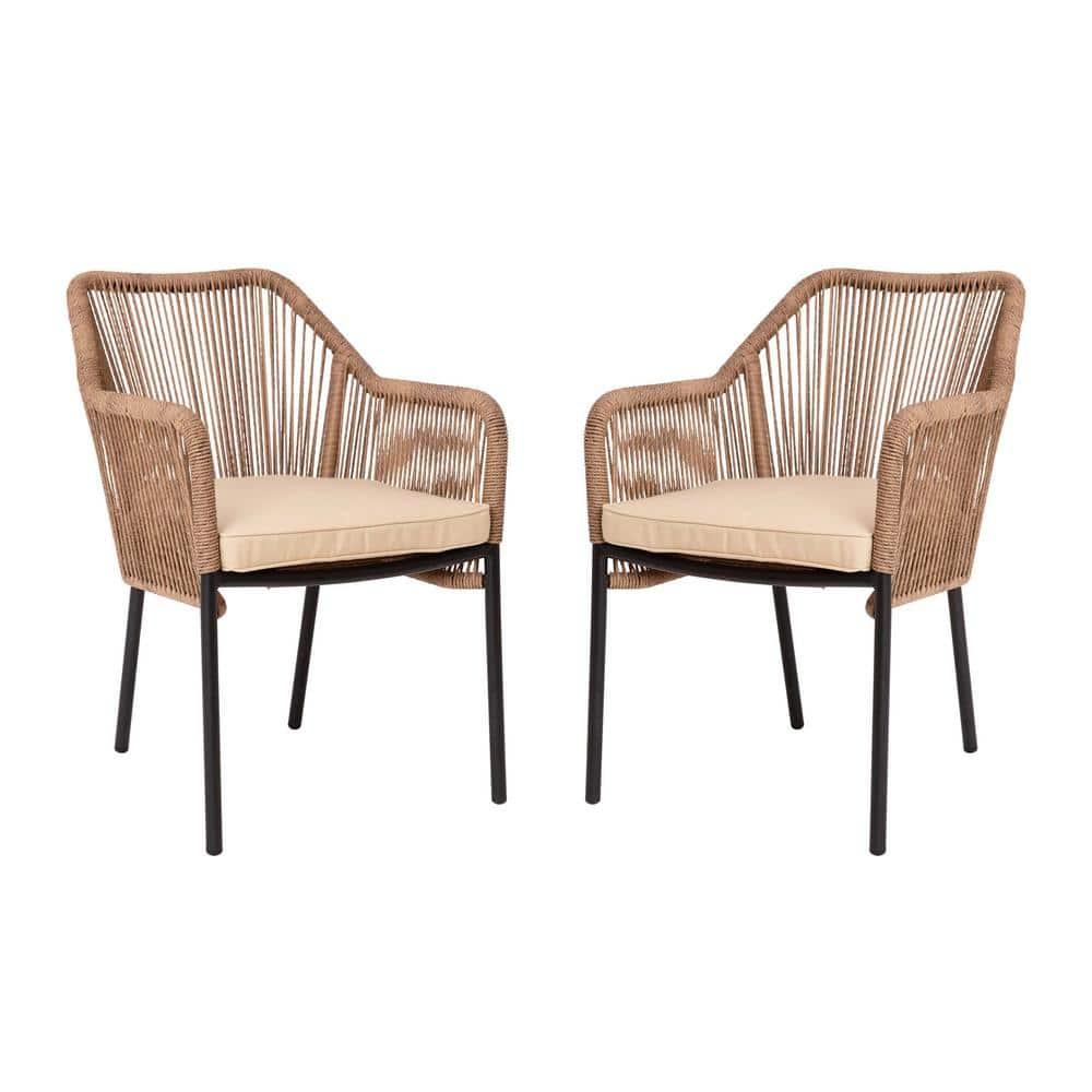 Taylor & Logan Kyla Metal Outdoor Stacking Dining Armchair with Cushion (Set of 2)