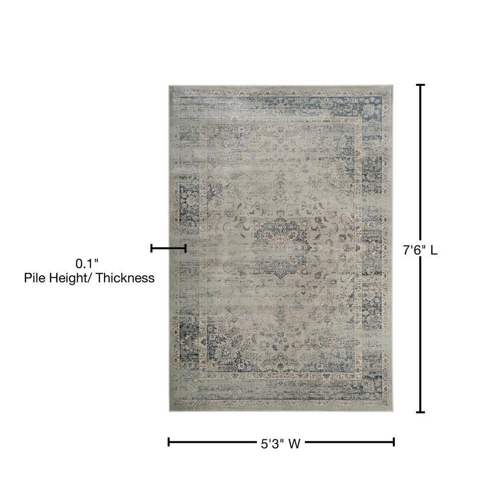 Vintage VTG113 Power Loomed Indoor Skid-Resistant Area Rug - Light Blue - 5'3"x7'6" - Safavieh