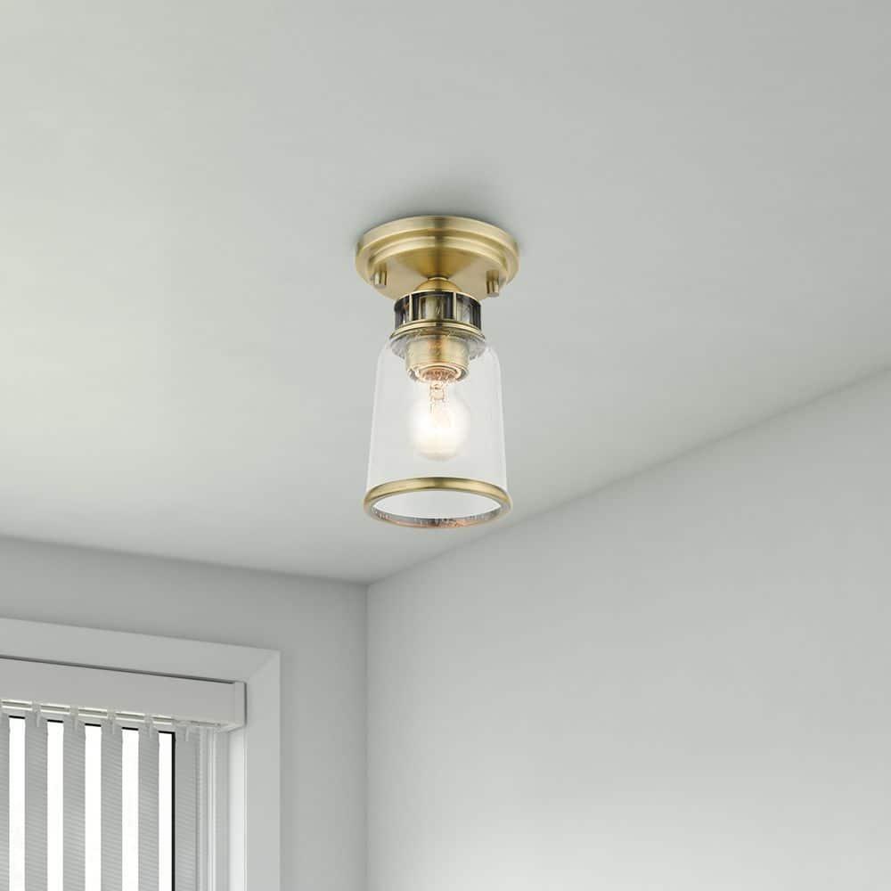 Livex Lighting Lawrenceville 1 - Light Flush Mount in  Antique Brass
