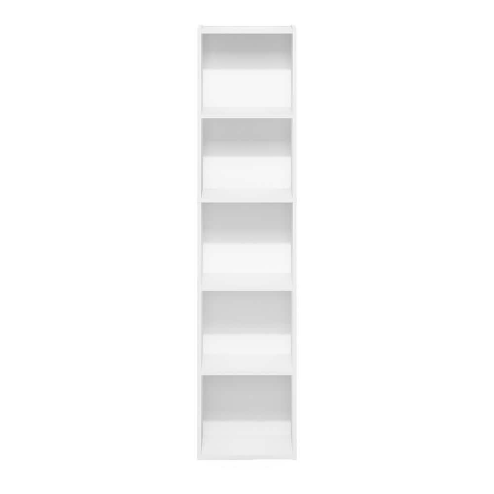 Furinno Pasir 5-Tier Open Shelf Bookcase, White
