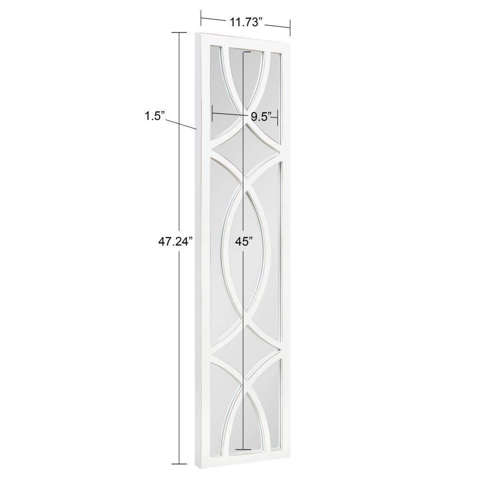 Kate and Laurel Tolland Decorative Wooden Panel Wall Mirror, 12" x 48", Soft White, Rustic Windowpane Accent Piece