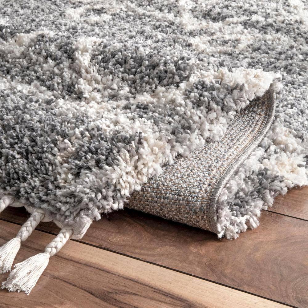 Nuloom Kristi Moroccan 3x5 Accent Shag Indoor Area Rug for Living Room Bedroom Dining Room Nursery Entryway, Grey/Ivory
