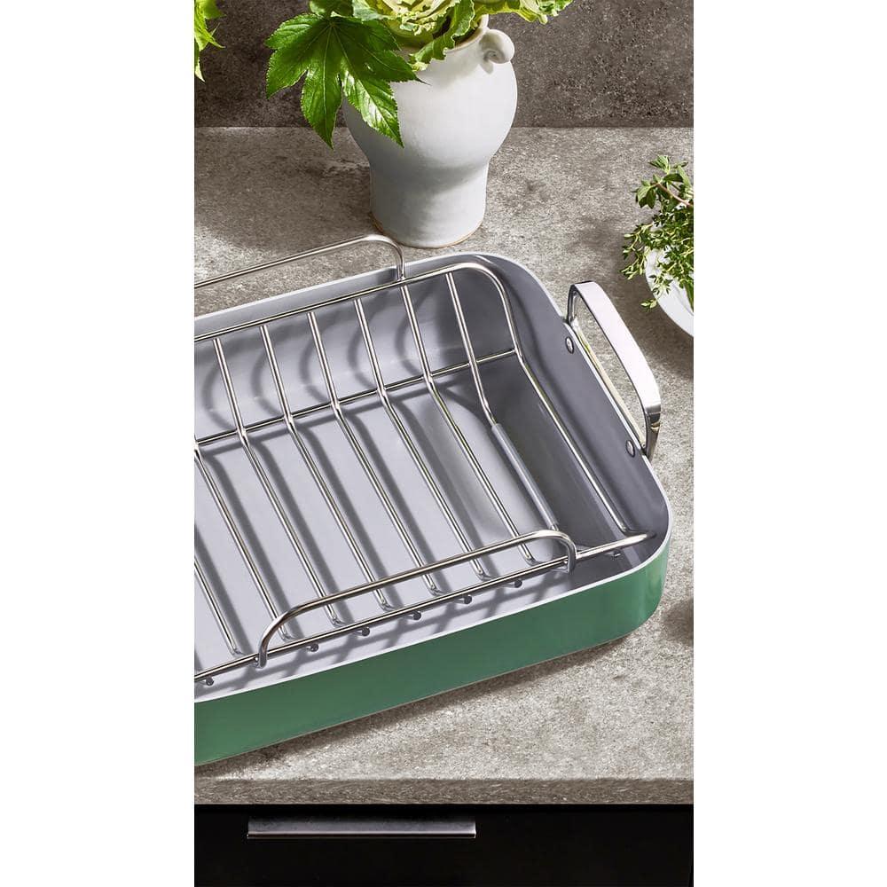 Caraway ® Sage Ceramic Non-Stick Roasting Pan with Rack