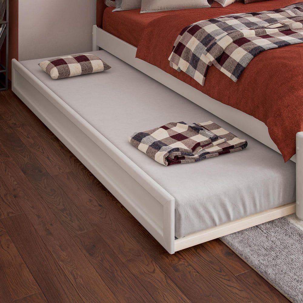 AFI Furnishings AFI Barcelona Full Solid Wood Panel Platform Bed with Twin Trundle in White
