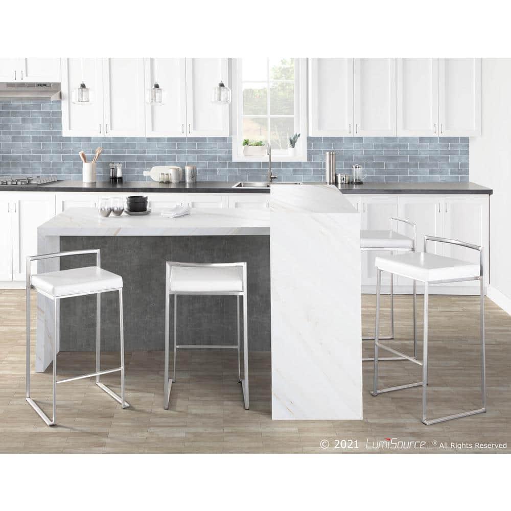 Fuji White Stackable Bar Stool (Set of 2)