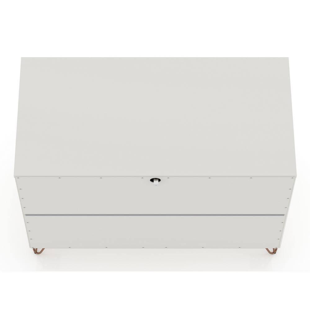 Set of 2 Rockefeller 3 Drawer Dresser Off White - Manhattan Comfort: MDF Bedroom Storage, Easy-Glide, Includes Anti-Tip Hardware