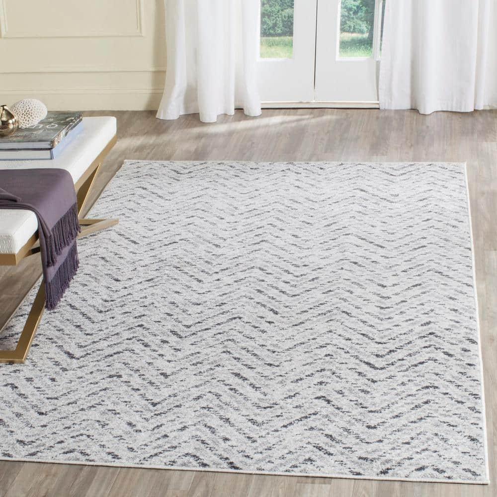 Adirondack ADR104 Power Loomed Area Rug - Ivory/Charcoal - 6'x6' - Safavieh.