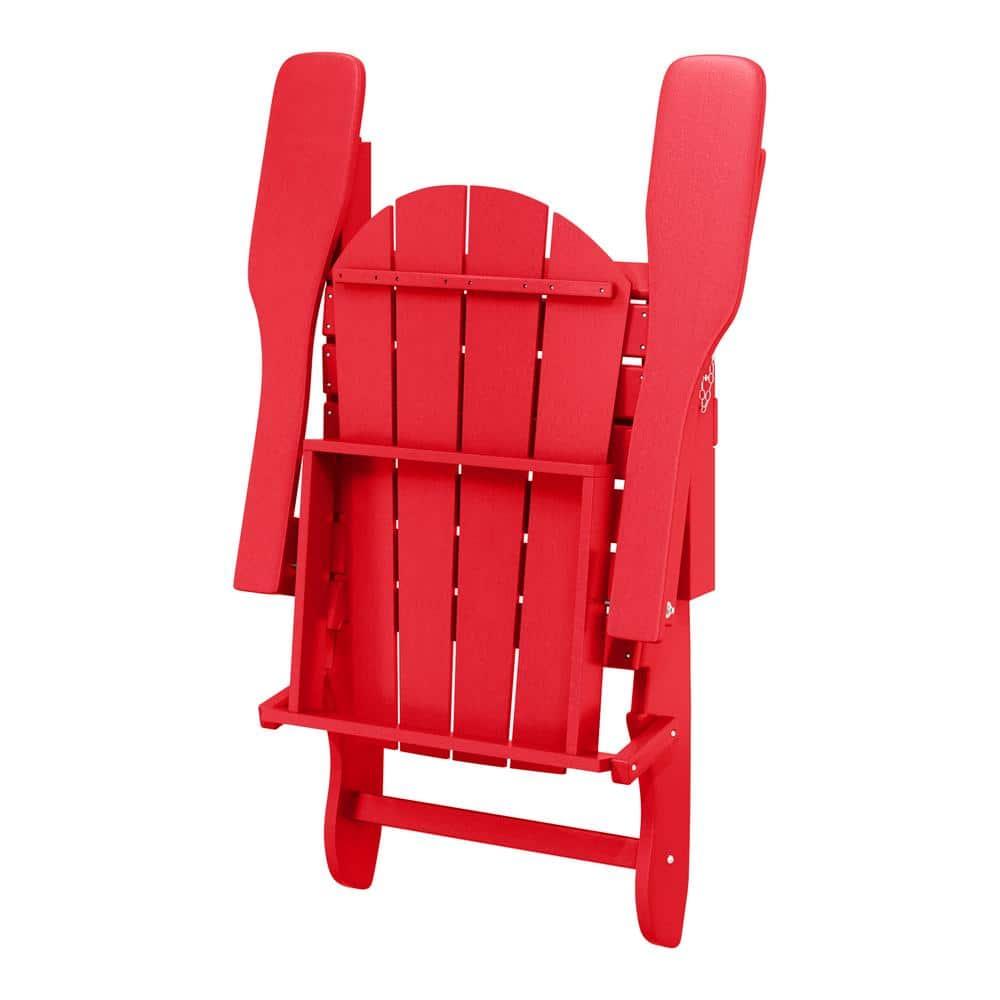 Red Poly Adirondack Outdoor Folding Armchair Set of 2