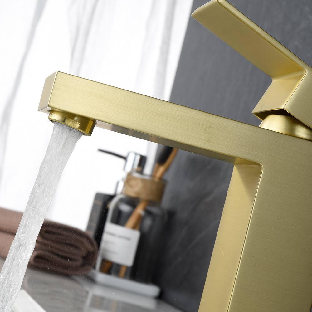 Brushed Gold Vessel Sink Faucet Bathroom Tall Faucet Single Handle
