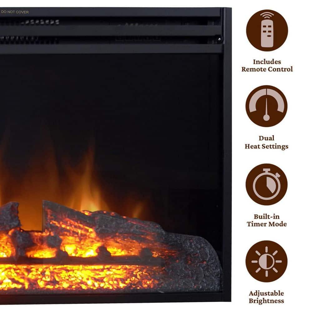 Cambridge 27-In. Freestanding 5116 BTU Electric Fireplace Heater Insert with Remote Control and 9-Hour Timer