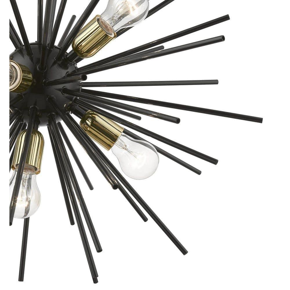Livex Lighting Tribeca 7 - Light Pendant in  Shiny Black/Polished Brass