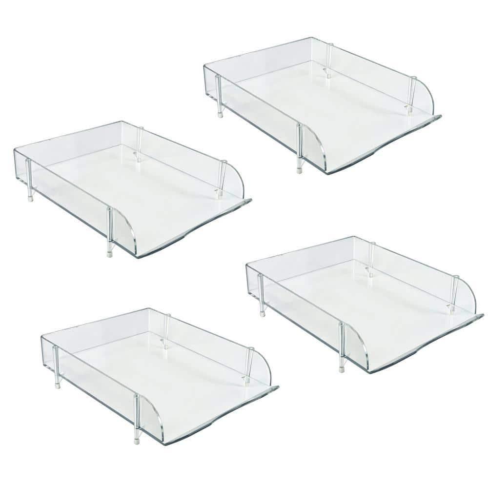 Stackable Clear Letter Tray Desk Organizer, 4-Pack (Set of 4)