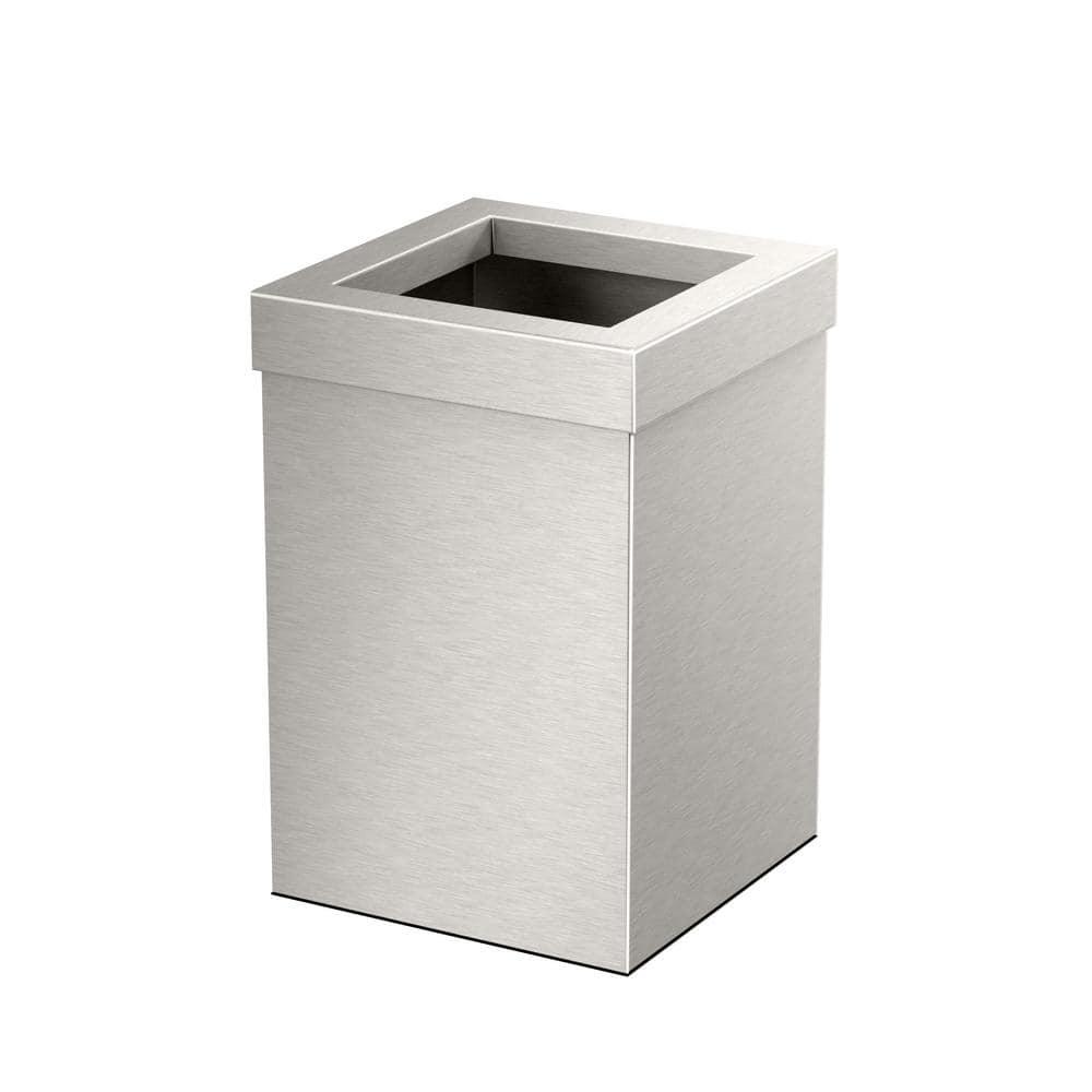 Elevate Stainless Steel 3-Gallon Wastebasket with Open Removable Lid |SquareOpen Top Trash Can with Padded Base