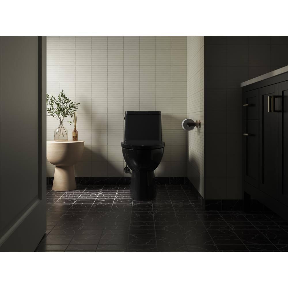Elongated Toilet Seat, Slow Soft Close, Oval(Oblong) Toilet Seat For Elongated Toilets, Quiet-Close Lid And Seat, Easy To Install And Clean, Never Loosen, Black(18.5)