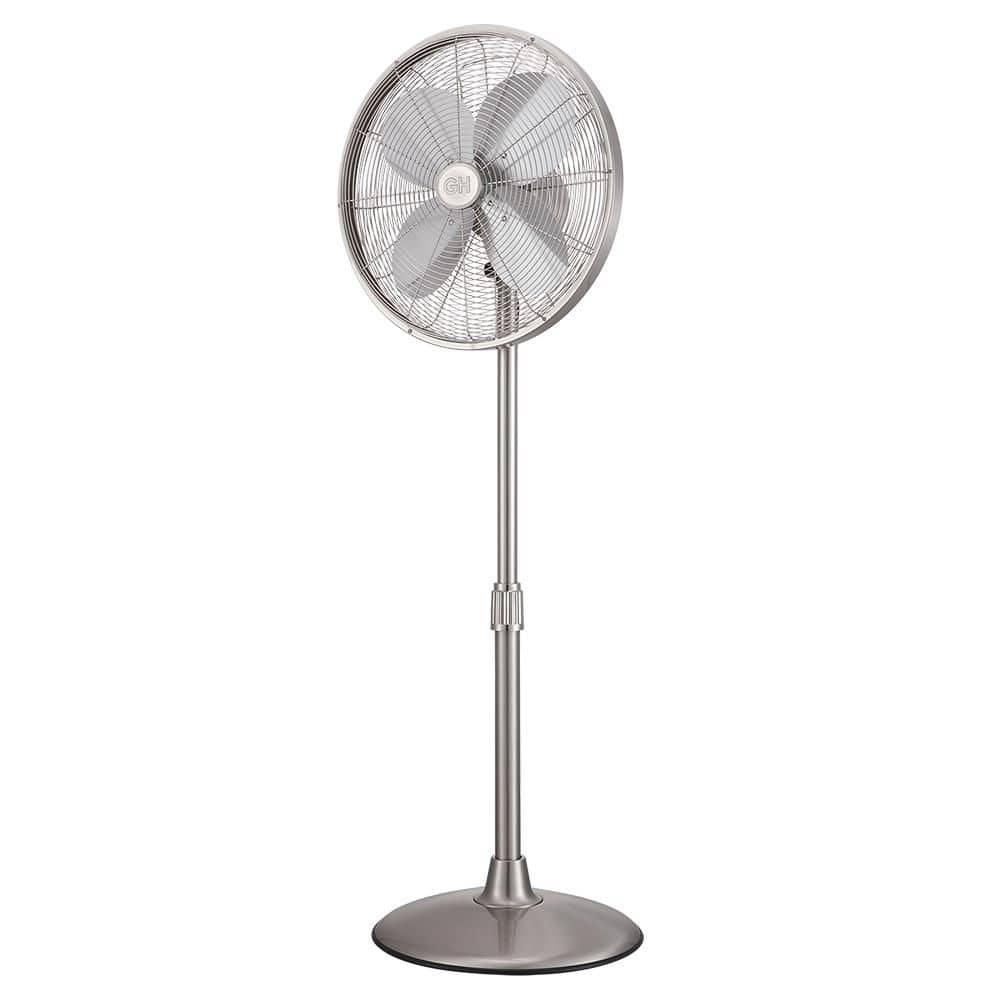 Good Housekeeping All-Metal 3-Speed 16" Oscillating Conference Room Pedestal Fan with Telescopic Height Adjustment (Multiple Finishes Available)